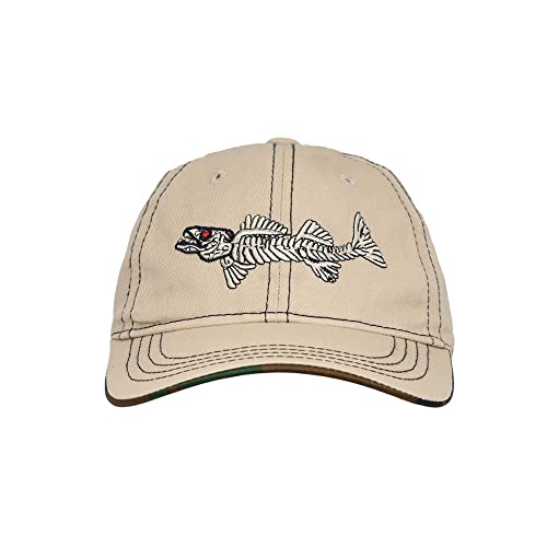 WITHMOONS Cotton Fishing Hat Fish Bone Embroidery Trucker Dad Baseball Cap YZ10119 - color: Beige