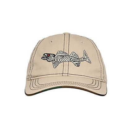 WITHMOONS Cotton Fishing Hat Fish Bone Embroidery Trucker Dad Baseball Cap YZ10119 - color: Beige