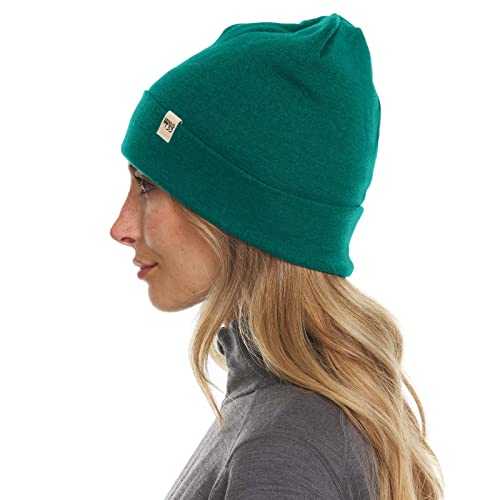 100% Merino Wool Cuff Beanie - Warm Winter Hat - Novelty Beanie - Toque - color: Emerald Green