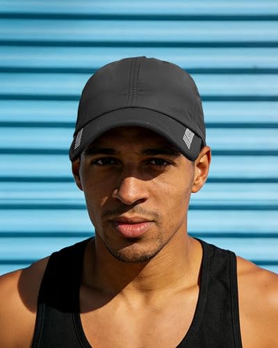Croogo Quick Dry Running Hat Sun UPF 50+ Lightweight Baseball Cap for Men - color: Black