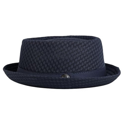 The Hat Depot Unisex Light Weight Classic Soft Cool Mesh Pork Pie hat - color: Navy, size: Small-Medium