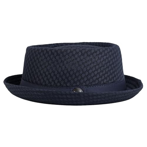 The Hat Depot Unisex Light Weight Classic Soft Cool Mesh Pork Pie hat - color: Navy, size: Large-X-Large