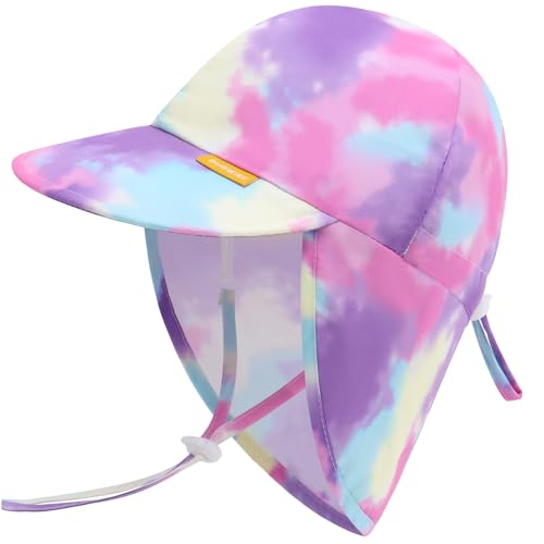Duoyeree UPF 50+ Baby Sun Hat, Ear & Neck Protection for Toddlers - color: 1a7-purple Tie-dye, size: 6-24 Months