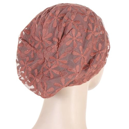 Crochet Slouchy Beanie Hat Turbans Headware for Women - color: Bea03 - Pink