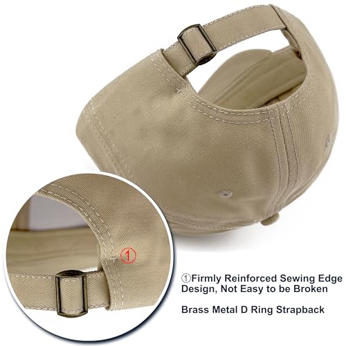 Loneshark Short Brim Baseball Hat for Running Small Bill Umpire Cap - color: Khaki