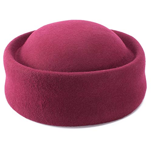 Lawliet Womens 100% Wool Felt Fascinator Hostess Pillbox Millinery Hat Base B028 - color: Wine