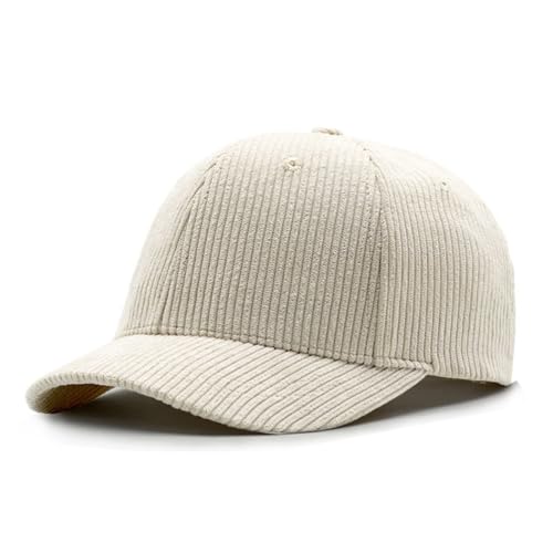 1.97'' Short Brim Stretch Fitted Baseball Caps Corduroy Structured Cap for Men and Women Curved Brim Trucker Hat K412 - color: Beige