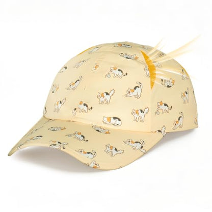Jeasona UPF 50+ UV Protection Running Hat for Women, Lightweight Quick Dry Packable Sun Protection Baseball Cap - color: Beige Cat