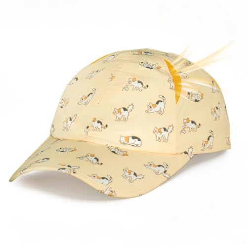 Jeasona UPF 50+ UV Protection Running Hat for Women, Lightweight Quick Dry Packable Sun Protection Baseball Cap - color: Beige Cat