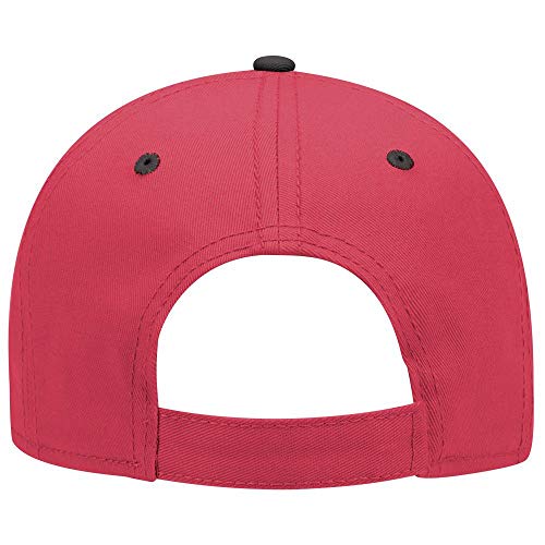 OTTO 6 Panel Low Profile Superior Cotton Twill Cap - color: Blk/Red/Red
