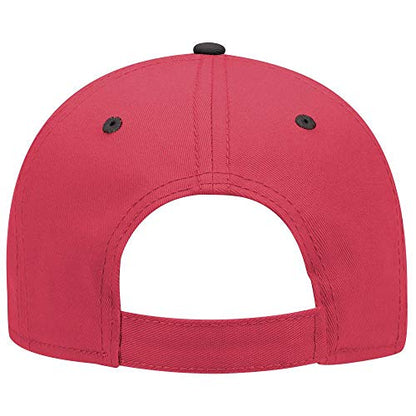 OTTO 6 Panel Low Profile Superior Cotton Twill Cap - color: Blk/Red/Red