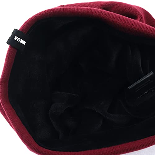 VECRY Mens Slouchy Beanie Knit Skull Cap Long Baggy Hip-hop Winter Summer Hat B305 - color: Solid Claret, size: Large