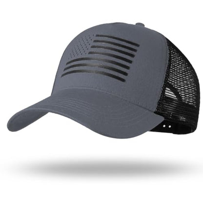Oversize XXL American Flag Trucker Hat - color: Dark Gray/Black, size: XX-Large