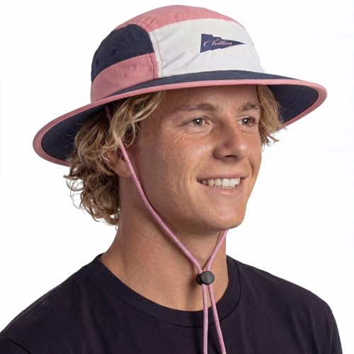 Color-Blocked Fisherman Style Sun Hat for Outdoor Camping, Surfing & Vacations - Wide Brim, UV Protective, Anti-Slip - color: B_blush Pink