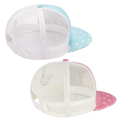 BASSDASH 2 Pack Flat Brim Trucker Cap Adjustable Snapback Hat Mesh Back for Men Women Fishing Hunting - color: Pack of 2, Turquoise & Pink