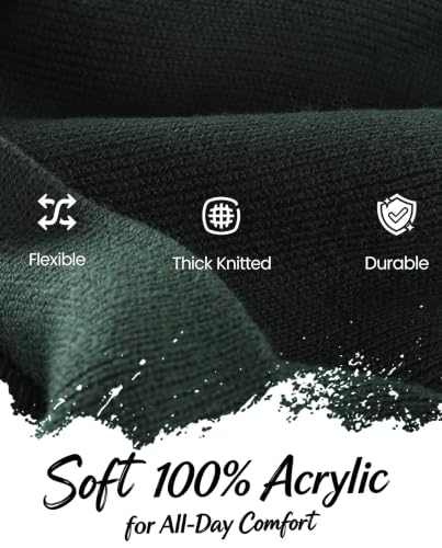 Home Prefer Men's Winter Beanie Hat with Brim Warm Double Knit Cuff Beanie Cap Watch Radar Hat - color: Bottle Green