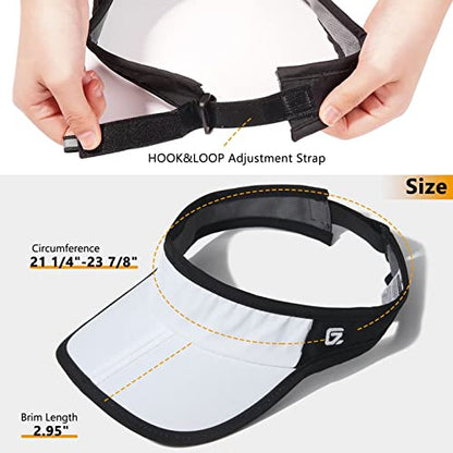 GADIEMKENSD Foldable Sun Visor Hat UPF 50+ Lightweight Adjustable - color: White Black