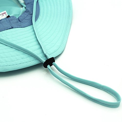 Women Lightweight Safari Sun Hat Quick Dry Fishing Hat with Strap Cool - color: Aqua Blue