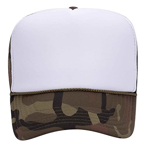 OTTO Wholesale 12 x Polyester Foam Front 5 Panel High Crown Mesh Back Trucker Hat - (12 Pcs) - color: Camo 081608