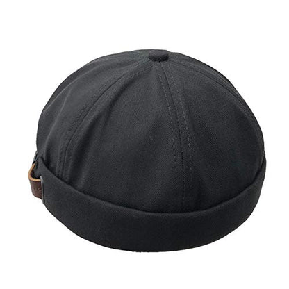 Men Hats Docker Cap Hats Sailor Cap Worker Hat Rolled Cuff Retro Brimless Hat with Adjustable