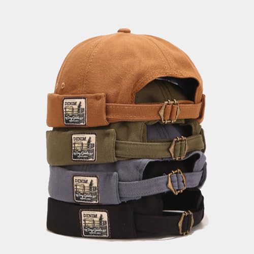 Quanhaigou Brimless Sailor Cap,Adjustable Rolled Cuff Skull Beanie Hats for Men Women - color: Red
