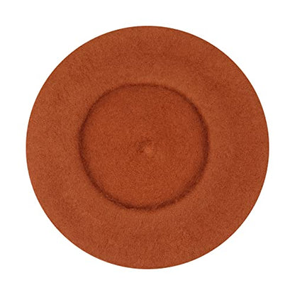 Gllutt Women Wool Beret Hat French Style Solid Color - color: Erythrine