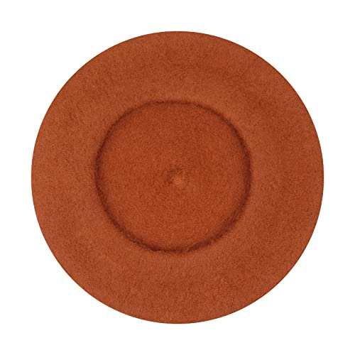 Gllutt Women Wool Beret Hat French Style Solid Color - color: Erythrine