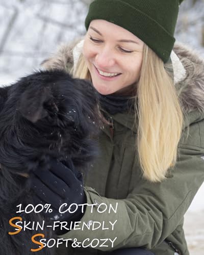 100% Cotton Beanie Lengthen Cuffed Beanies Knit Winter Hats Unisex - color: 1-olive Green