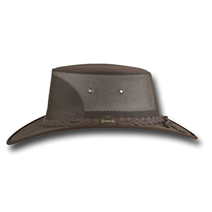Mesh Drover Cotton Canvas Hat by Barmah - color: Dark Brown, size: XX-Large