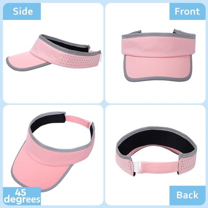 Kids Sun Visor Hats for Girls Boys Reflective Sports Hats Summer Beach Running Tennis Golf Caps Age 8-14 - color: Reflective Strip-pink 01