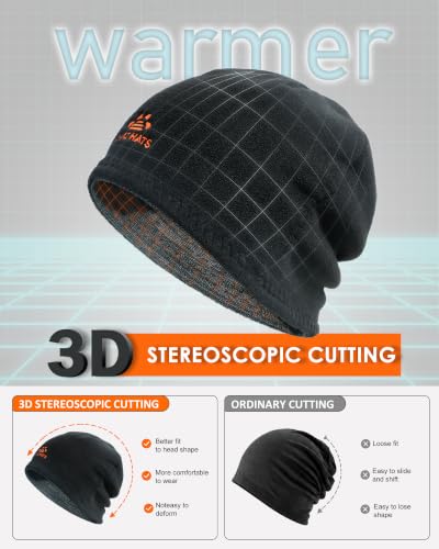 Winter Beanie Hat Scarf for Men Women Knit Thick Fleece Lined Warm Windproof Ski Skull Cap Neck Warmer Gaiter Face Scarf Set - color: Mixed Black