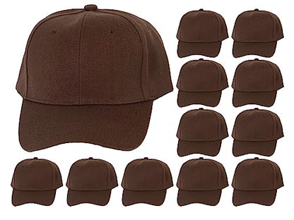 TOP HEADWEAR 12-Pack Adjustable Baseball Hat - color: Brown