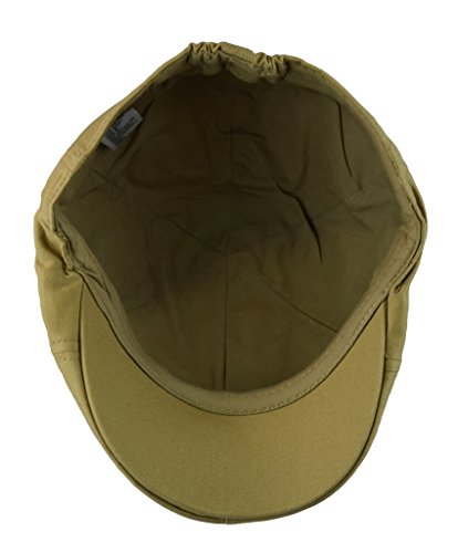 Men’s Flat Cap – 6 Panel Duckbill Ivy Hat, Lightweight Cotton Driving Cap with Elastic Band, Classic Newsboy Golf Hat - color: Khaki