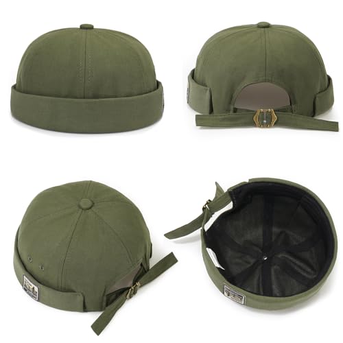 Glamorstar Dome Brimless Hats for Women Men Sailor Docker Beanie Cap Hip Hop Hats - color: Green D