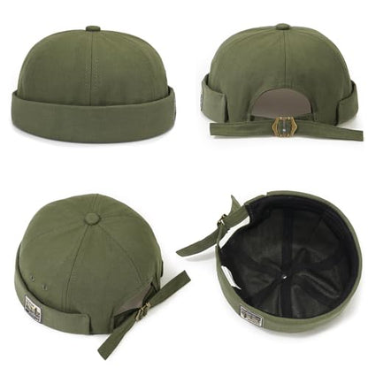 Glamorstar Dome Brimless Hats for Women Men Sailor Docker Beanie Cap Hip Hop Hats - color: Green D