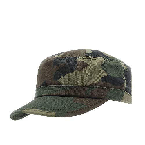 The Vintage Year Heavy Stitch Washed Cotton Cadet Hat Military Army Cap - color: Army Woodland Camo, size: One Size