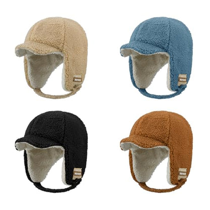 Clakllie Snow Trapper Trooper Hat with Ear Flap for Skiing Women's Ushanka Warm Winter Hat - color: Cdus-pl07-black