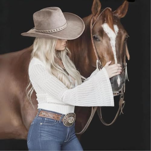 Cowboy Hat for Men and Women - Cattleman Wide Brim Western Cowgirl Hat with Gift Packaging - color: Grey, size: 7 3/8-7 1/2