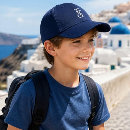 Kids Washed Cotton Baseball Cap, Unstructured Adjustable Toddler Hat for Boys & Girls - color: Marine Blue