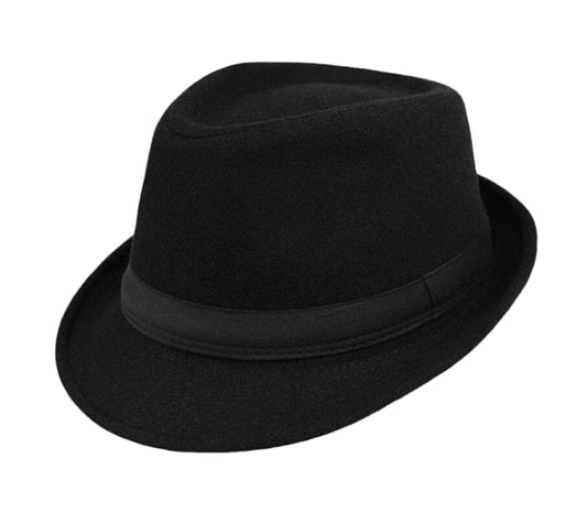 Men Classic Fedora-Hat Felt Manhattan-Gangster-Trilby with Band Unisex Women's Structured Trilby Fedora Hat(Size:S) - color: Black2