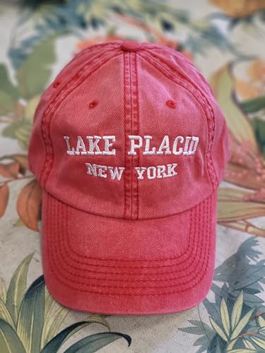Lake Placid New York Embroidered Cotton Baseball Cap hat - color: Red