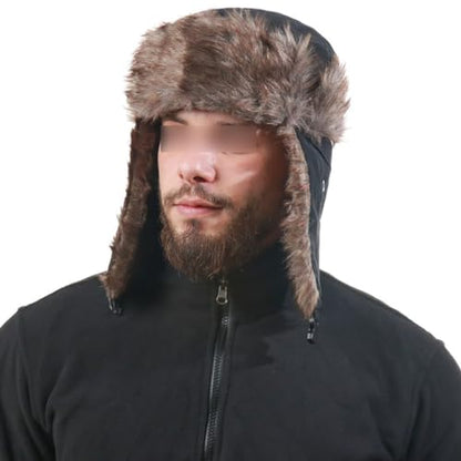 Winter Trapper Hats Unisex Faux Fur Hunting Hat Cold Weather Ski Cap Warm Windproof Trooper Hats with Ear Flaps Gray - color: Gray