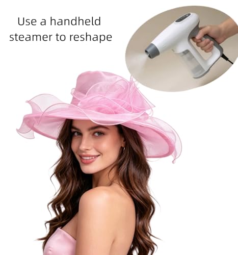 SAFERIN Women's Organza Church Fascinator Bridal Tea Party Wedding Hat - color: Tz-pink Flower
