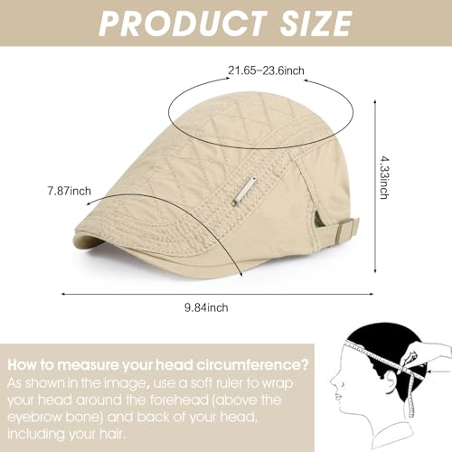 3Pcs Cotton Newsboy Hat for Men Cool Adjustable Flat Cap - color: Jcx-navy+green+beige
