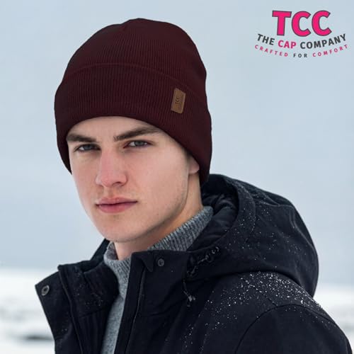 Beanie for Men Women | Cuffed Thick Soft Knitted Unisex Winter Hat Beanies Skull Cap - color: A14- Wine