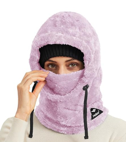 Ski Mask Balaclava Wind-Resistant Winter Face Mask for Women/Men Adjustable Warm Hood Cover Hat Cap Scarf - color: Purple