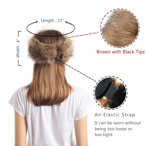LA CARRIE Faux Fur Headband with Stretch Women's Winter Earwarmer Earmuff - color: Natural