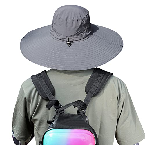 HUAMULAN Men Women 6" Wide Brim Sun Protection Hat Summer Fishing Hats - color: A1-darkgray