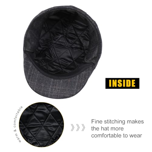Sumolux Mens Newsboy Cap Winter Beret Hat Cabbie Flat Cap - color: B Grey