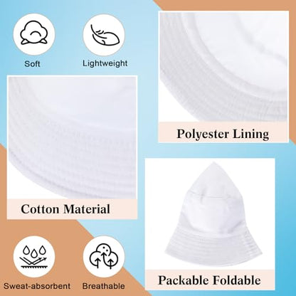 Mepase Bucket Hat Bulk, Cotton Summer Cap Summer Solid Color Beach Getaway Fisherman's Hat for Women Men - size: Medium